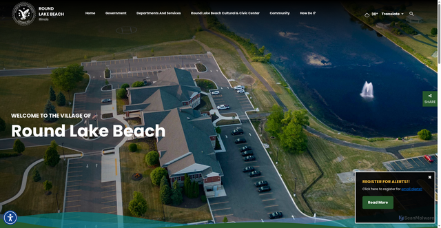 Security scan screenshot of https://roundlakebeachil.gov/