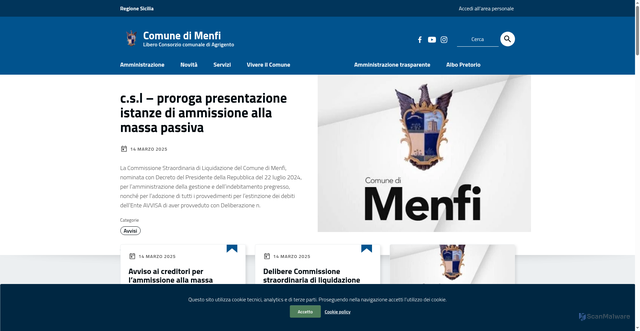 Security scan screenshot of https://www.comune.menfi.ag.it/