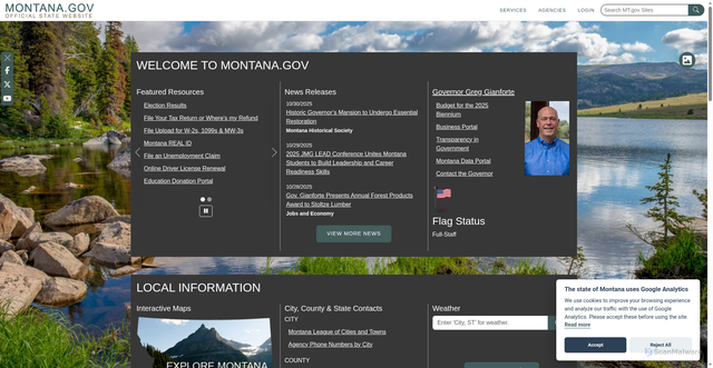 Security scan screenshot of https://montana.gov/