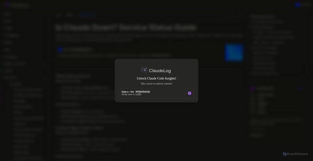 Security scan screenshot of https://www.claudelog.com/faqs/is-claude-down/