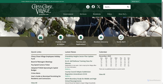 Security scan screenshot of https://www.chevychasevillagemd.gov/