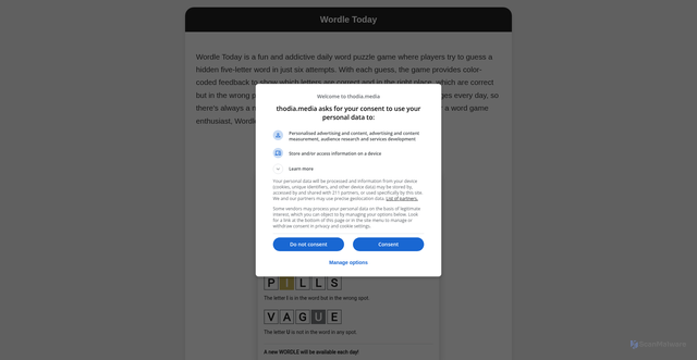 Security scan screenshot of https://wordle.thodia.media/