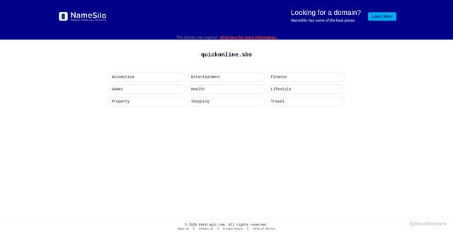 Security scan screenshot of https://quickonline.sbs/inicial/
