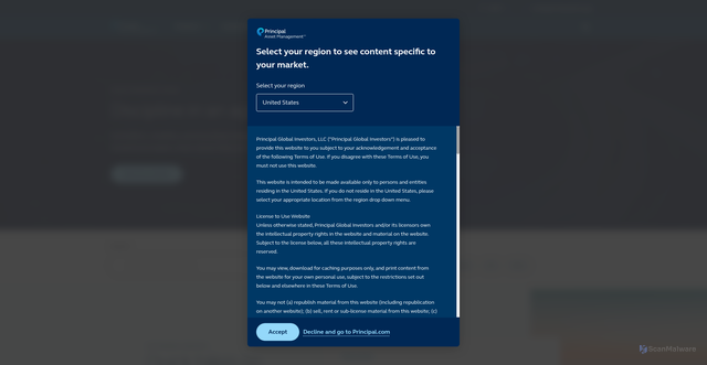 Security scan screenshot of https://principalfunds.com