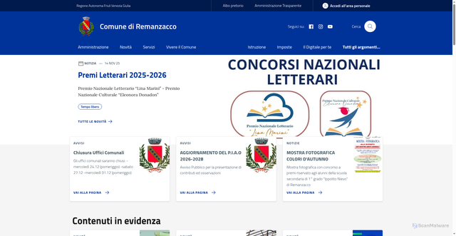 Security scan screenshot of https://www.comune.remanzacco.ud.it/