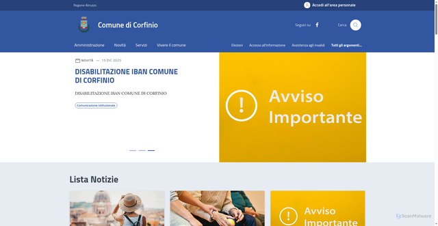 Security scan screenshot of https://comune.corfinio.aq.it/