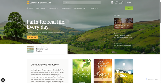 Security scan screenshot of https://odb.org