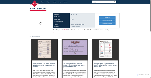 Security scan screenshot of https://www.cooperstownexpert.com/player/bruce-bochy/