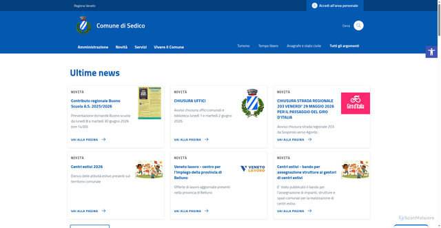 Security scan screenshot of https://www.comune.sedico.bl.it