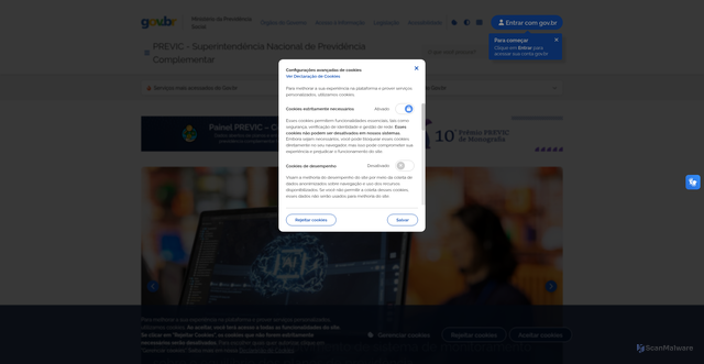 Security scan screenshot of https://www.previc.gov.br