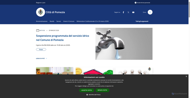 Security scan screenshot of https://www.comune.pomezia.rm.it