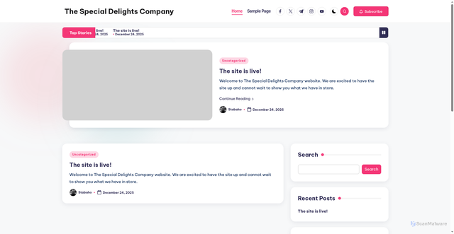 Security scan screenshot of https://special-delights.com/