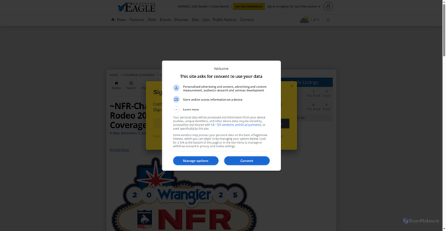 Security scan screenshot of https://www.innisfiltoday.ca/classifieds/homes-rentals-and-real-estate/open-houses/2059400