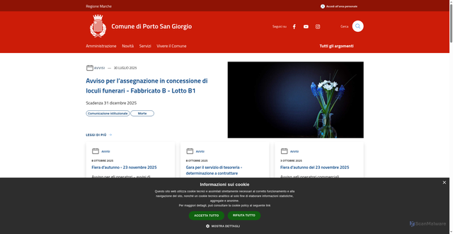 Security scan screenshot of https://www.comune.portosangiorgio.fm.it/it