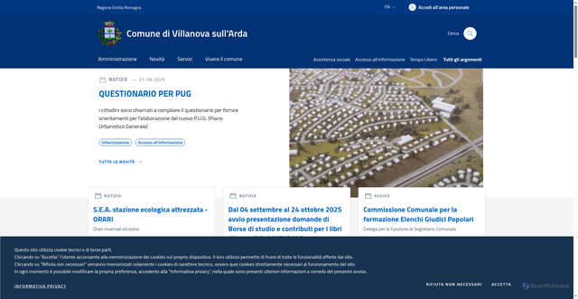 Security scan screenshot of https://www.comune.villanova.pc.it/