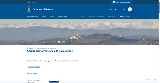 Security scan screenshot of https://www.comune.pareto.al.it/