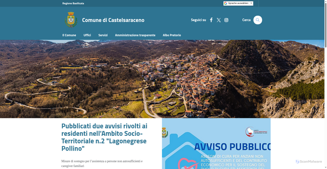 Security scan screenshot of https://comune.castelsaraceno.pz.it/