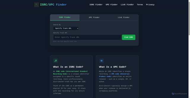 Security scan screenshot of https://isrcupcfinder.com/