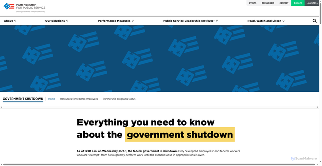 Security scan screenshot of https://ourpublicservice.org/shutdown/