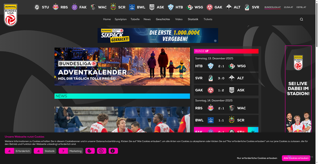 Security scan screenshot of https://www.bundesliga.at/