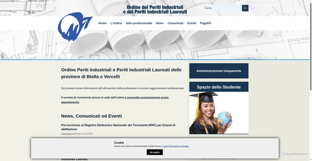 Security scan screenshot of https://www.ordineperitibiella.it/it/home