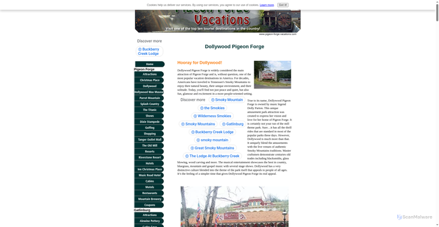 Security scan screenshot of https://www.pigeon-forge-vacations.com/dollywood-pigeon-forge.html