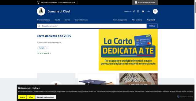 Security scan screenshot of https://www.comune.claut.pn.it/