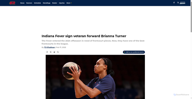 Security scan screenshot of https://indianafeverreport.com/indiana-fever-sign-veteran-forward-brianna-turner