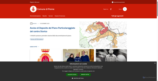 Security scan screenshot of https://www.comune.penne.pe.it/it