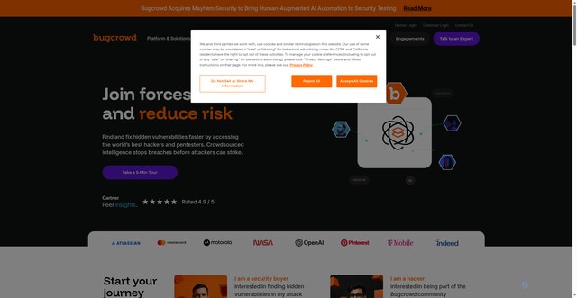 Security scan screenshot of https://bugcrowd.com/