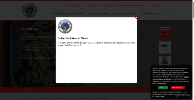 Security scan screenshot of https://www.ordineavvocatimonza.it/
