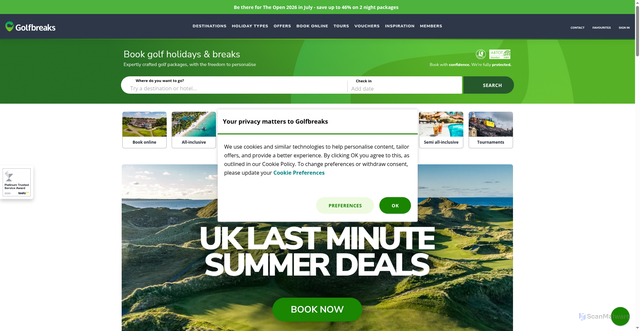 Security scan screenshot of https://www.golfbreaks.com