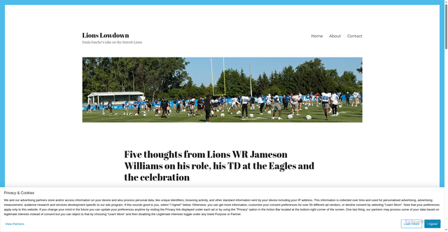 Security scan screenshot of https://lionslowdown.com/2025/11/20/five-thoughts-from-lions-wr-jameson-williams-on-his-role-his-td-at-the-eagles-and-the-celebration/