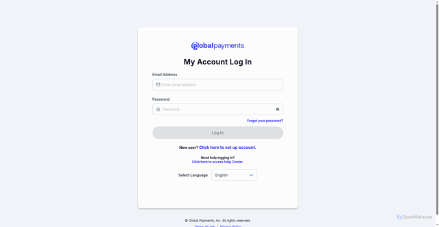 Security scan screenshot of https://myaccount.globalpayments.com