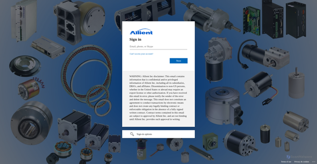 Security scan screenshot of https://alliedmotion.sharepoint.com