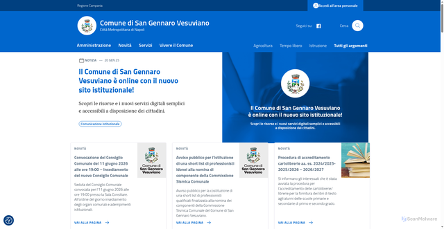 Security scan screenshot of https://www.comune.sangennarovesuviano.na.it