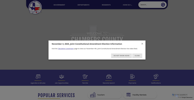 Security scan screenshot of https://chamberscountytx.gov/