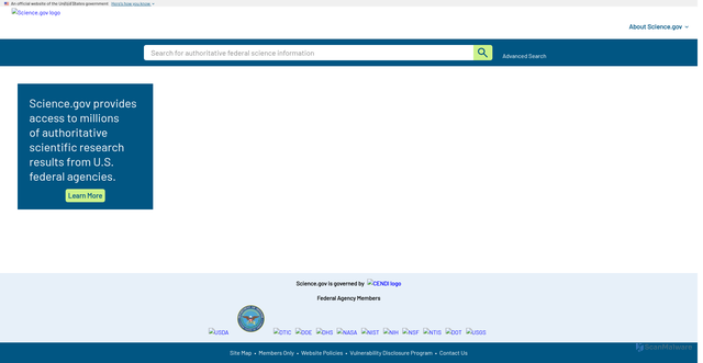 Security scan screenshot of https://www.science.gov/