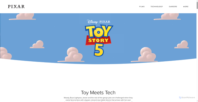 Security scan screenshot of https://www.pixar.com/toy-story-5