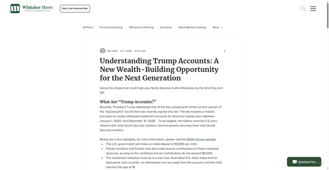 Security scan screenshot of https://www.whitakerwealth.com/post/understanding-trump-accounts-a-new-wealth-building-opportunity-for-the-next-generation