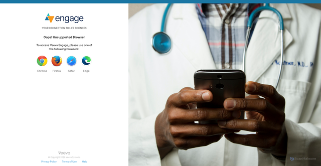 Security scan screenshot of https://app.veevaengage.com