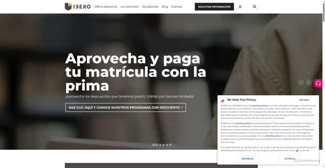 Security scan screenshot of https://ibero.edu.co