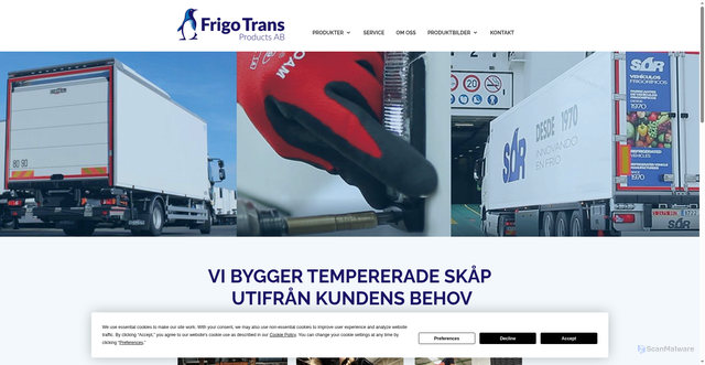Security scan screenshot of https://frigotrans.se