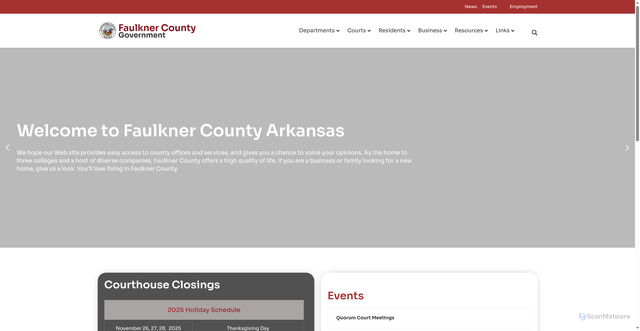Security scan screenshot of https://www.faulknercountyar.gov/
