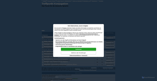 Security scan screenshot of https://konjugation.de