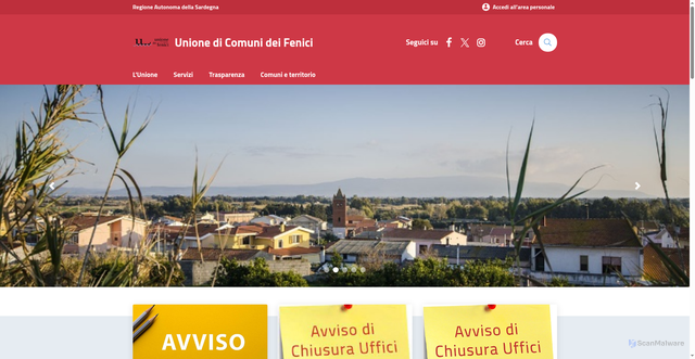 Security scan screenshot of https://www.unionecomunifenici.or.it/