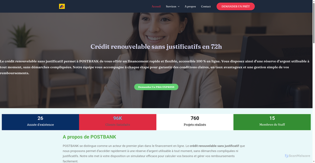 Security scan screenshot of https://postbank.credit-optimal.org/