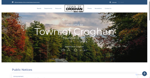 Security scan screenshot of https://townofcroghan.gov/