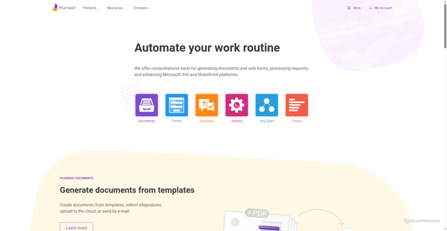 Security scan screenshot of https://plumsail.com