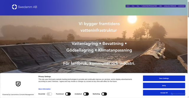 Security scan screenshot of https://swedamm.se